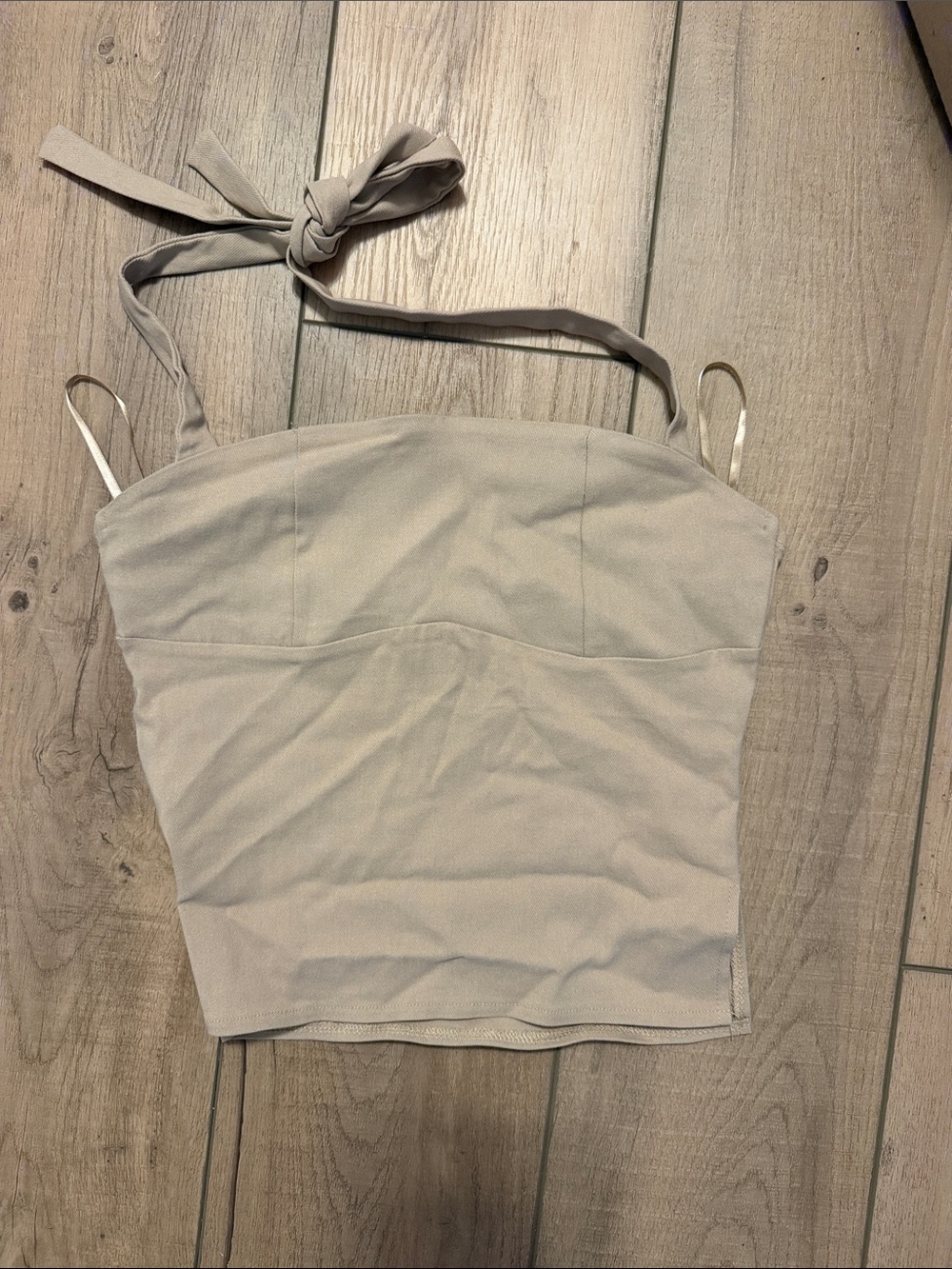 Edikted Cream Strapless Tie-Back Tank Top